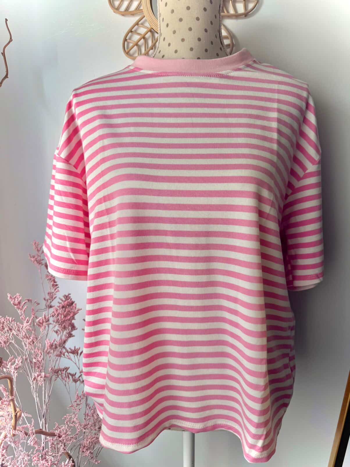 Haut rayé blanc et rose