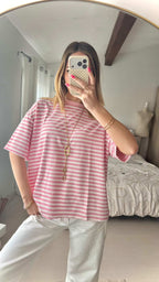 Haut rayé blanc et rose